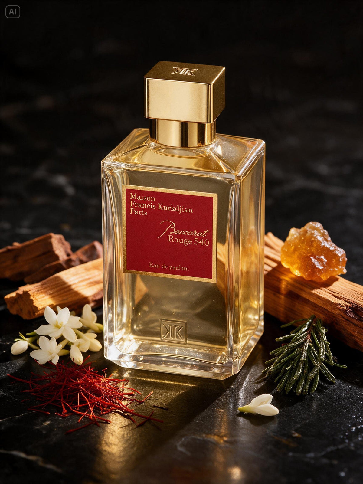 Baccarat Rouge 540, ambré floral boisé au safran et jasmin